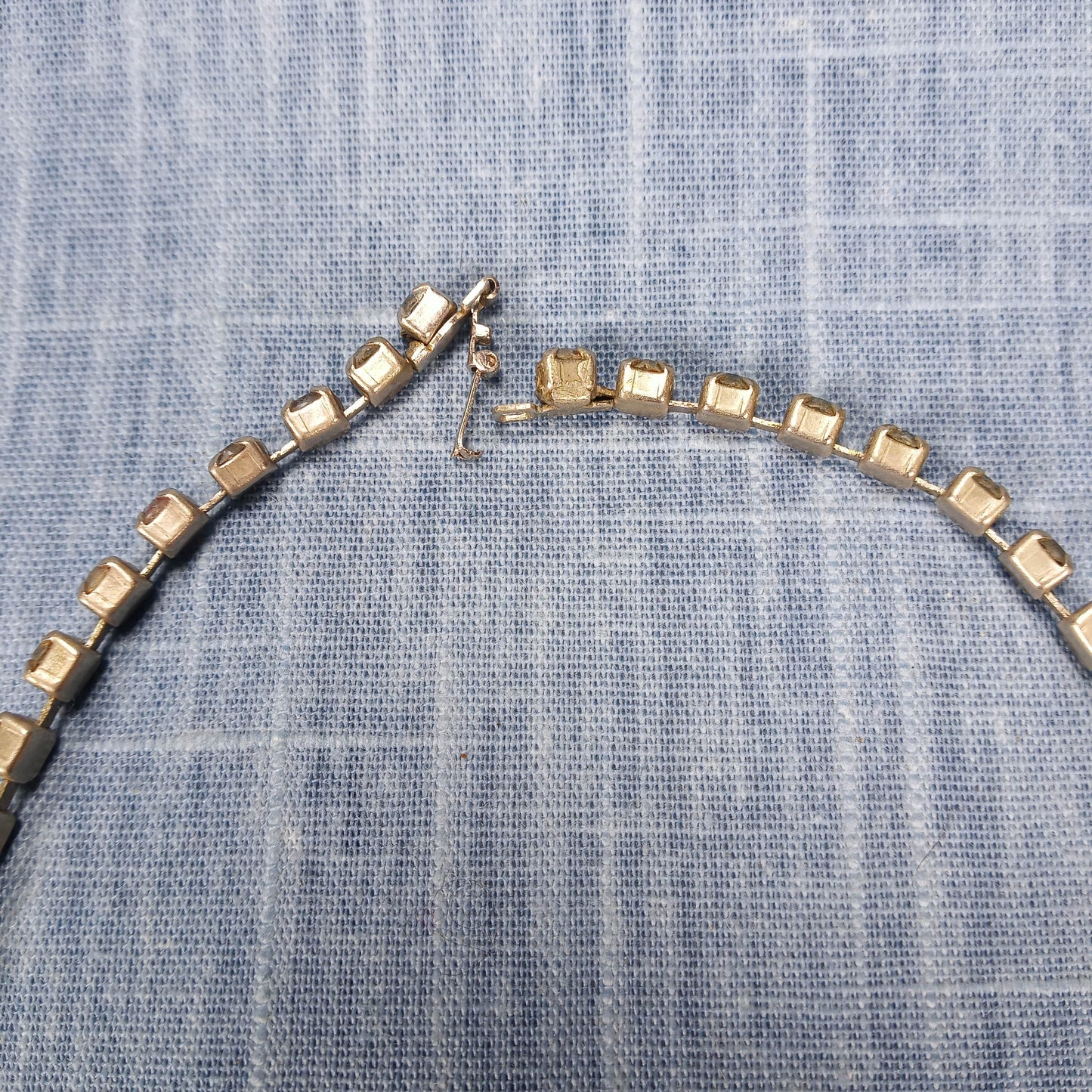 1950s Vintage Statement Necklace with Drop Strands of Clear Rhinestone