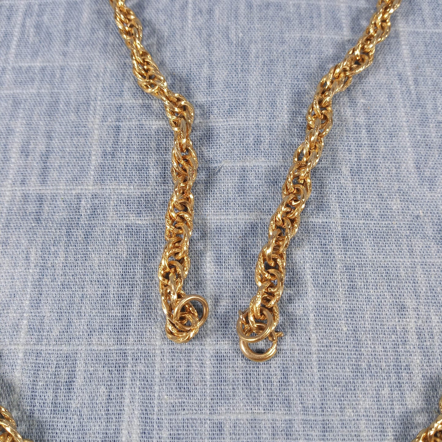 1960s Vintage Pendant Necklace with a Link Chain and Large Center Gray Glass Pendant