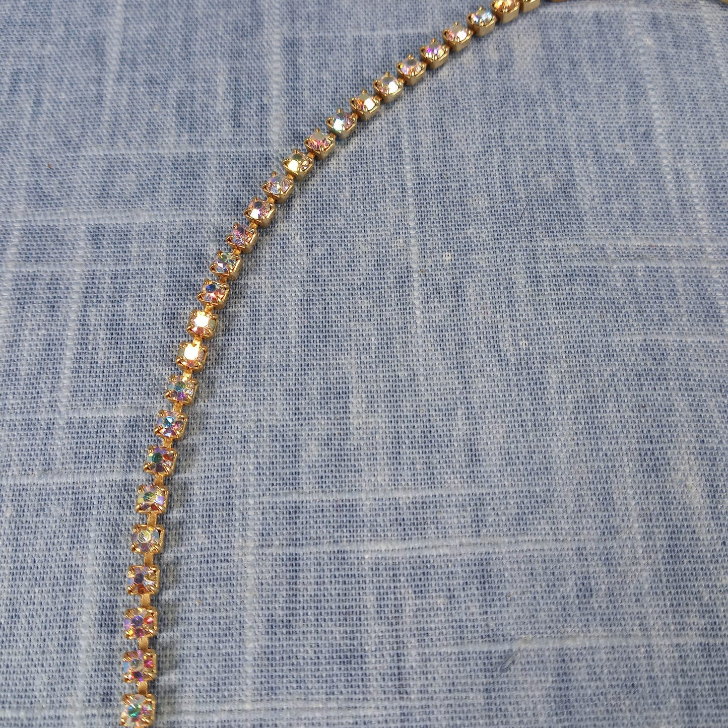 1960s Vintage Necklace with Multiple Cascading Rows of Aurora Borealis Rhinestones