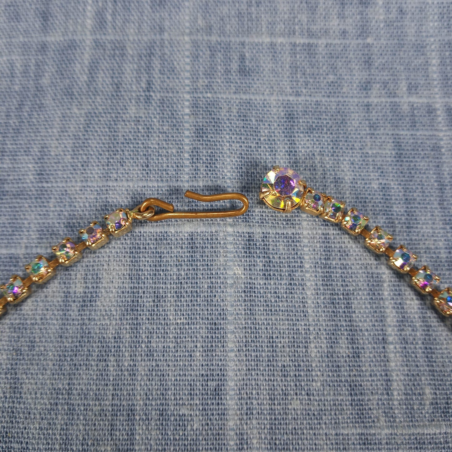 1960s Vintage Necklace with Multiple Cascading Rows of Aurora Borealis Rhinestones
