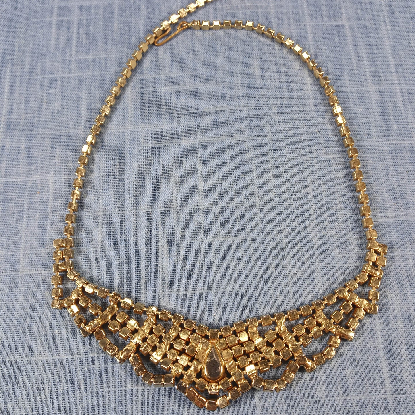 1960s Vintage Necklace with Multiple Cascading Rows of Aurora Borealis Rhinestones