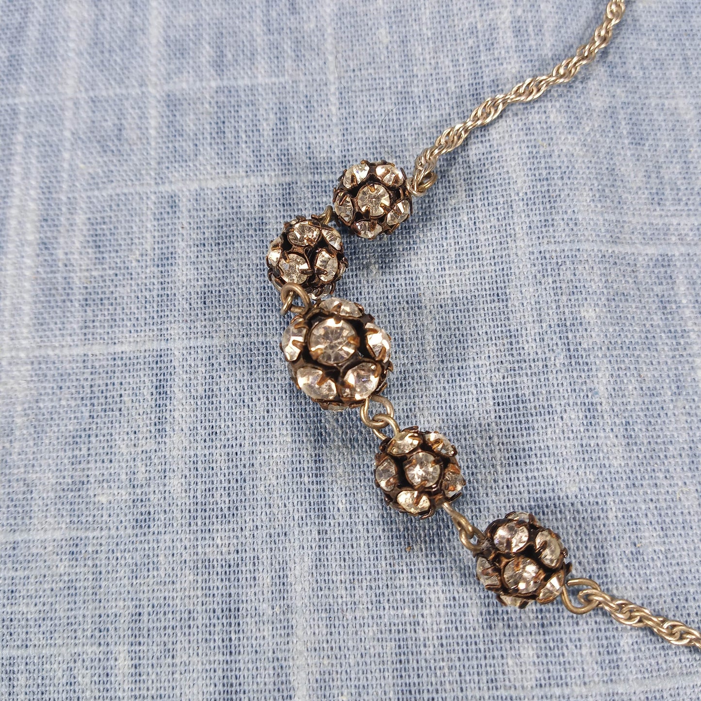 1980s Vintage Necklace with Clear Rhinestone Balls