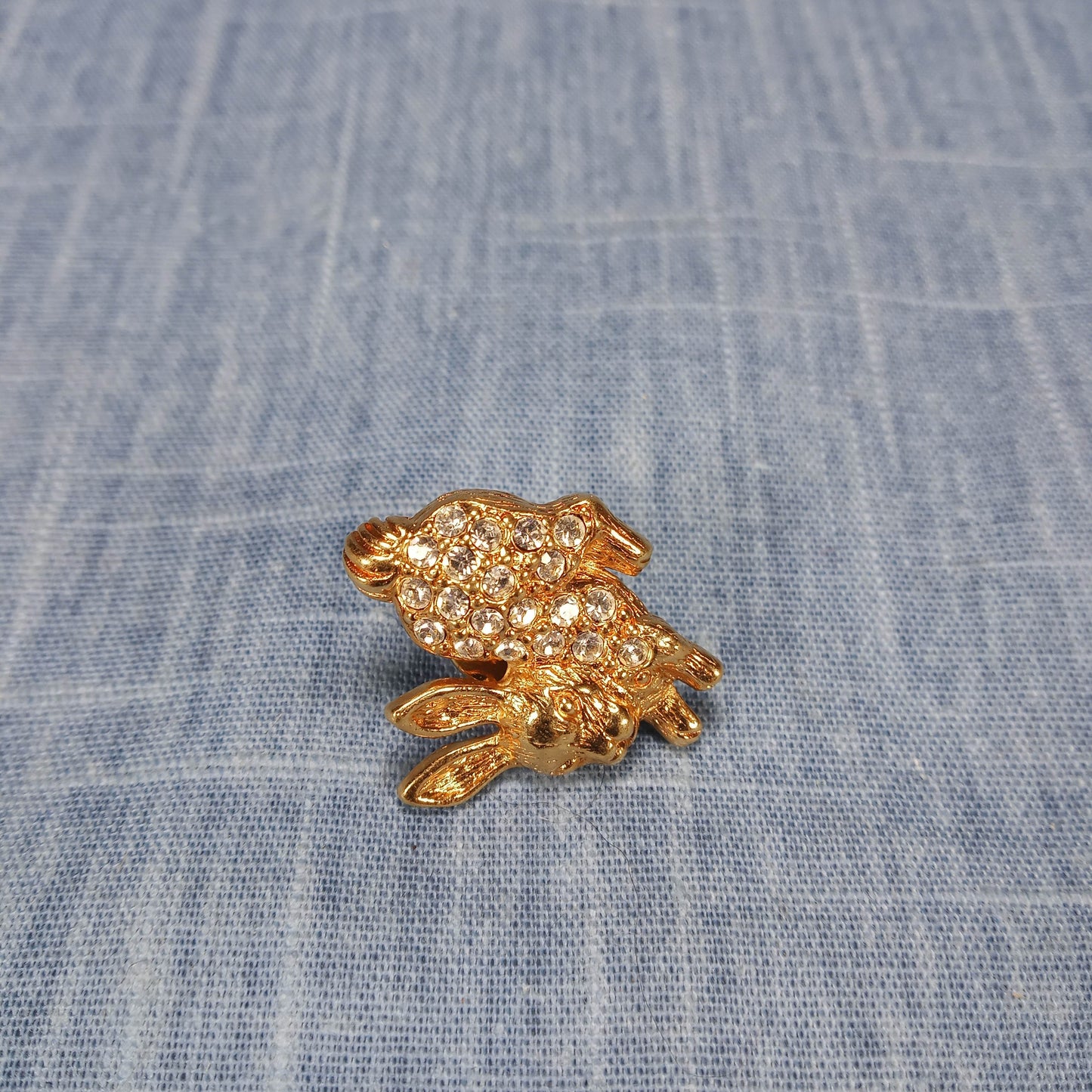 1960s Vintage Rabbit Pin with Clear Rhinestones