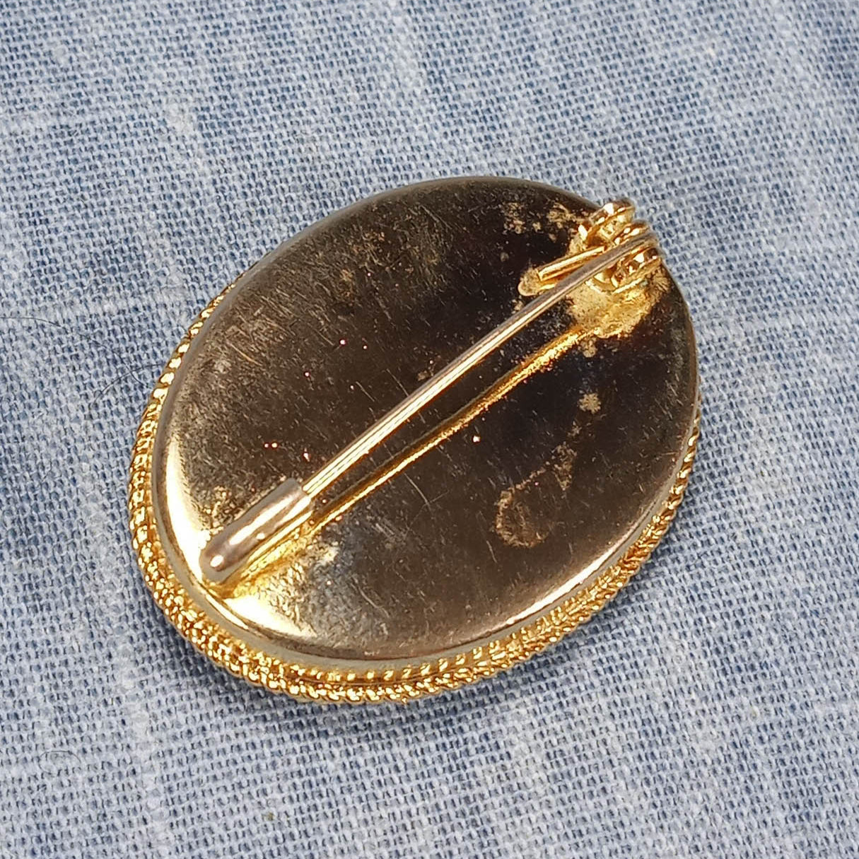 1950s Vintage Italian Oval Pin with Flower Micro-Mosaic