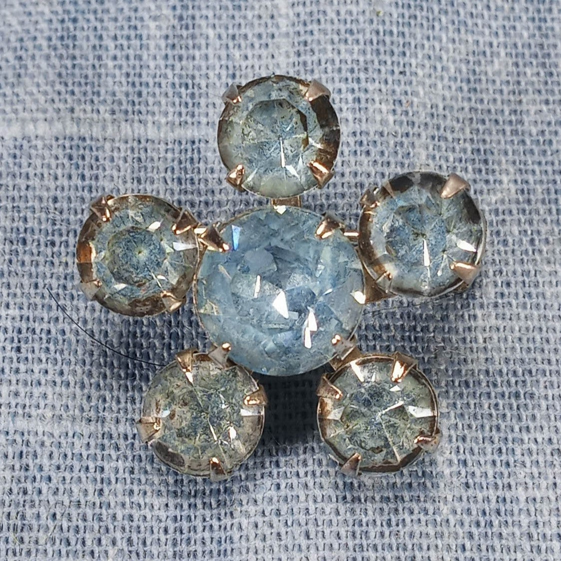 1950s Vintage Star Pin with Blue Rhinestones