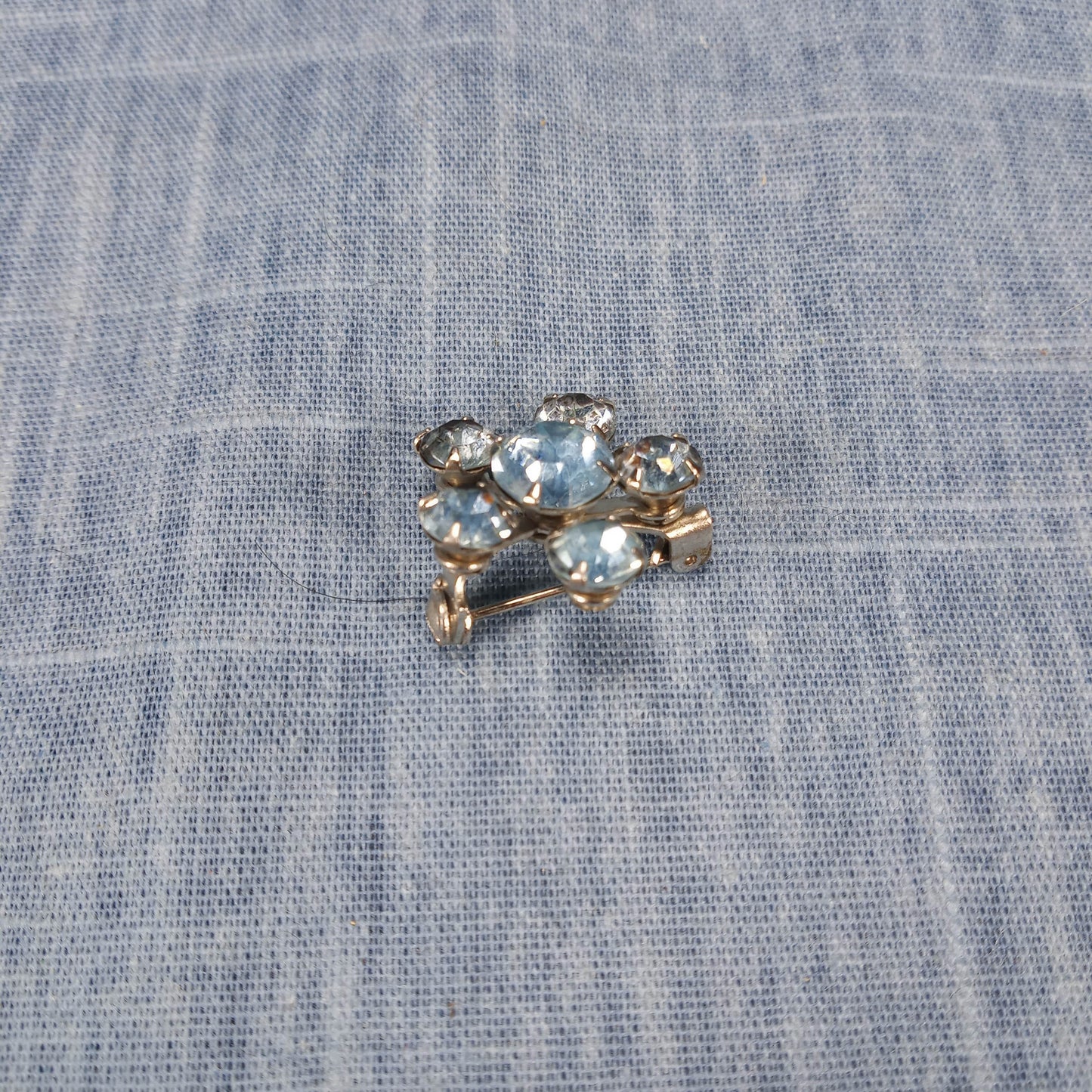 1950s Vintage Star Pin with Blue Rhinestones
