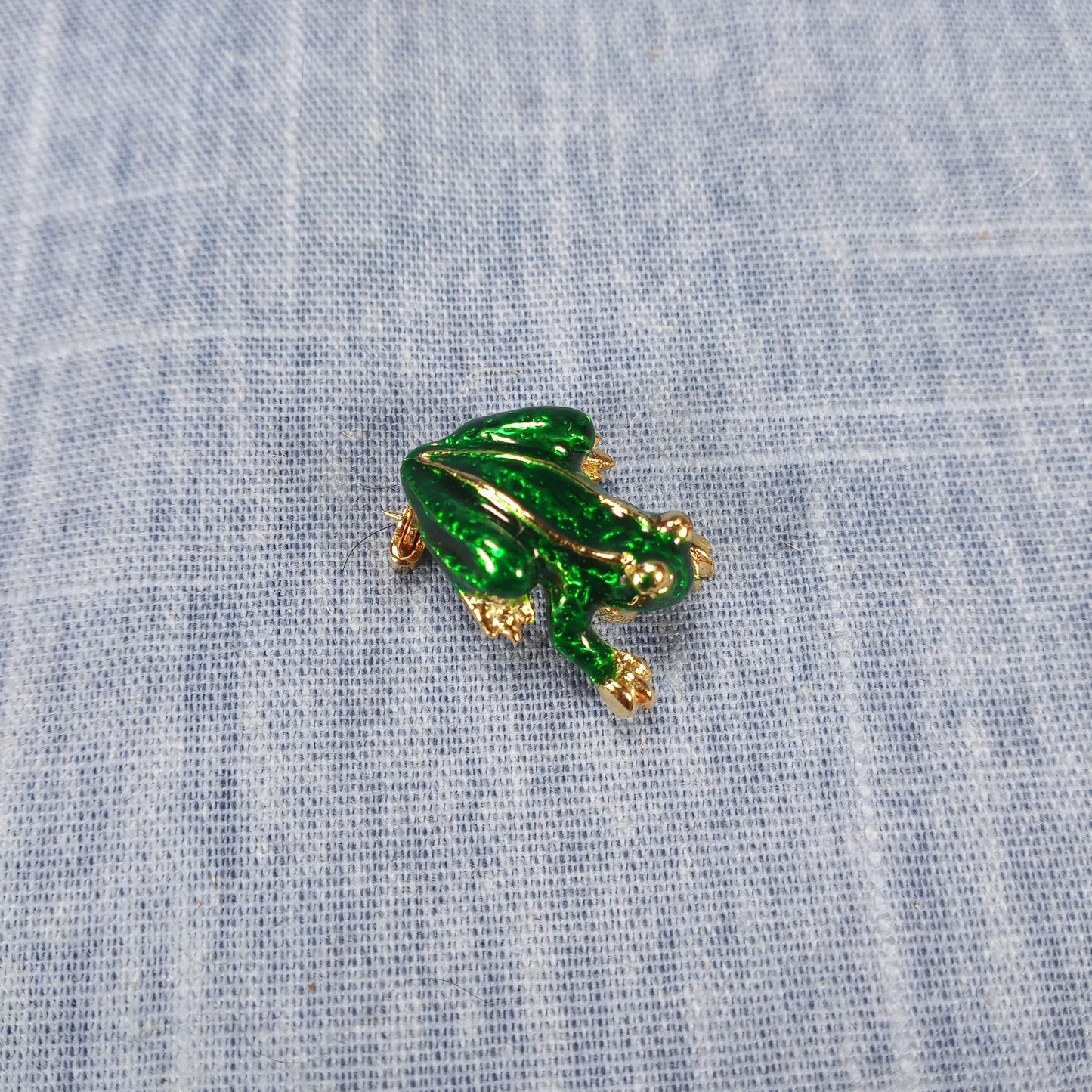 1960s Vintage Frog Pin with Deep Green Enamel