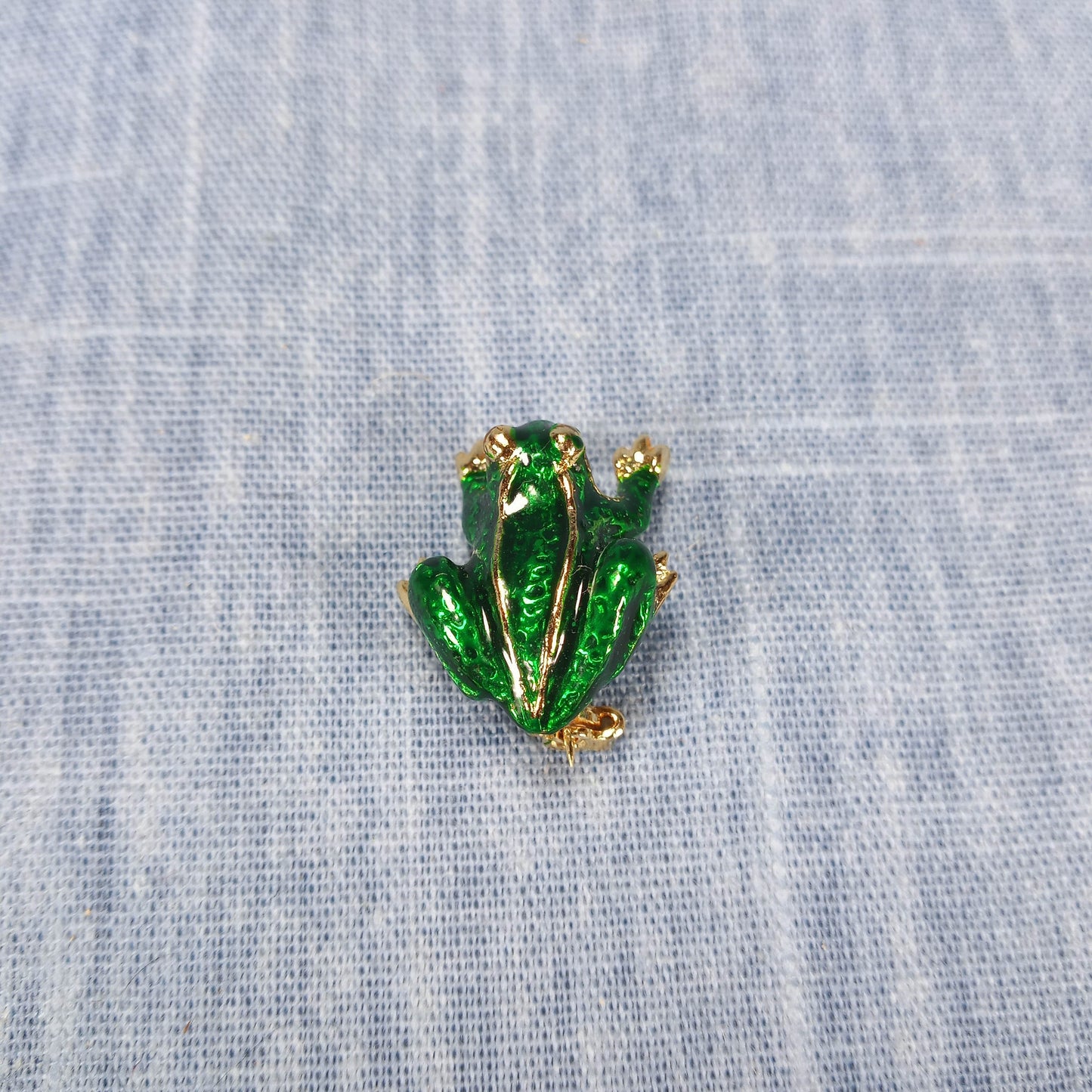 1960s Vintage Frog Pin with Deep Green Enamel