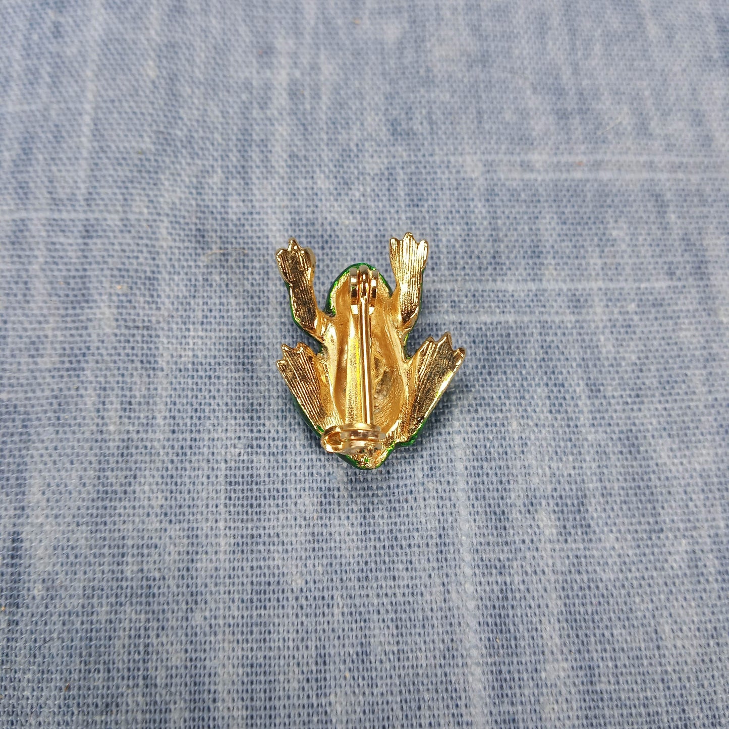 1960s Vintage Frog Pin with Deep Green Enamel