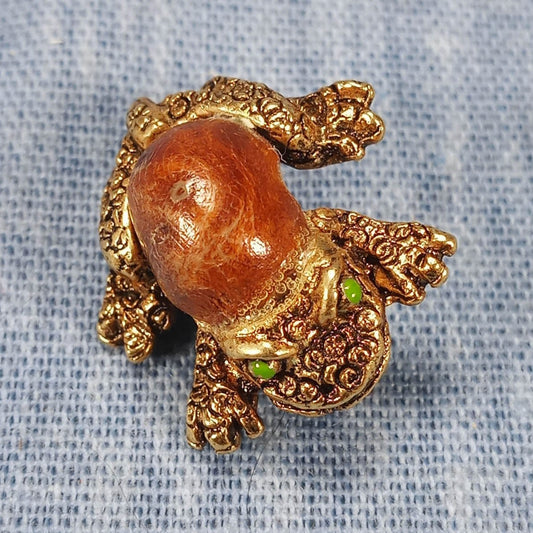 1950s Vintage Frog Pin with Green Eyes
