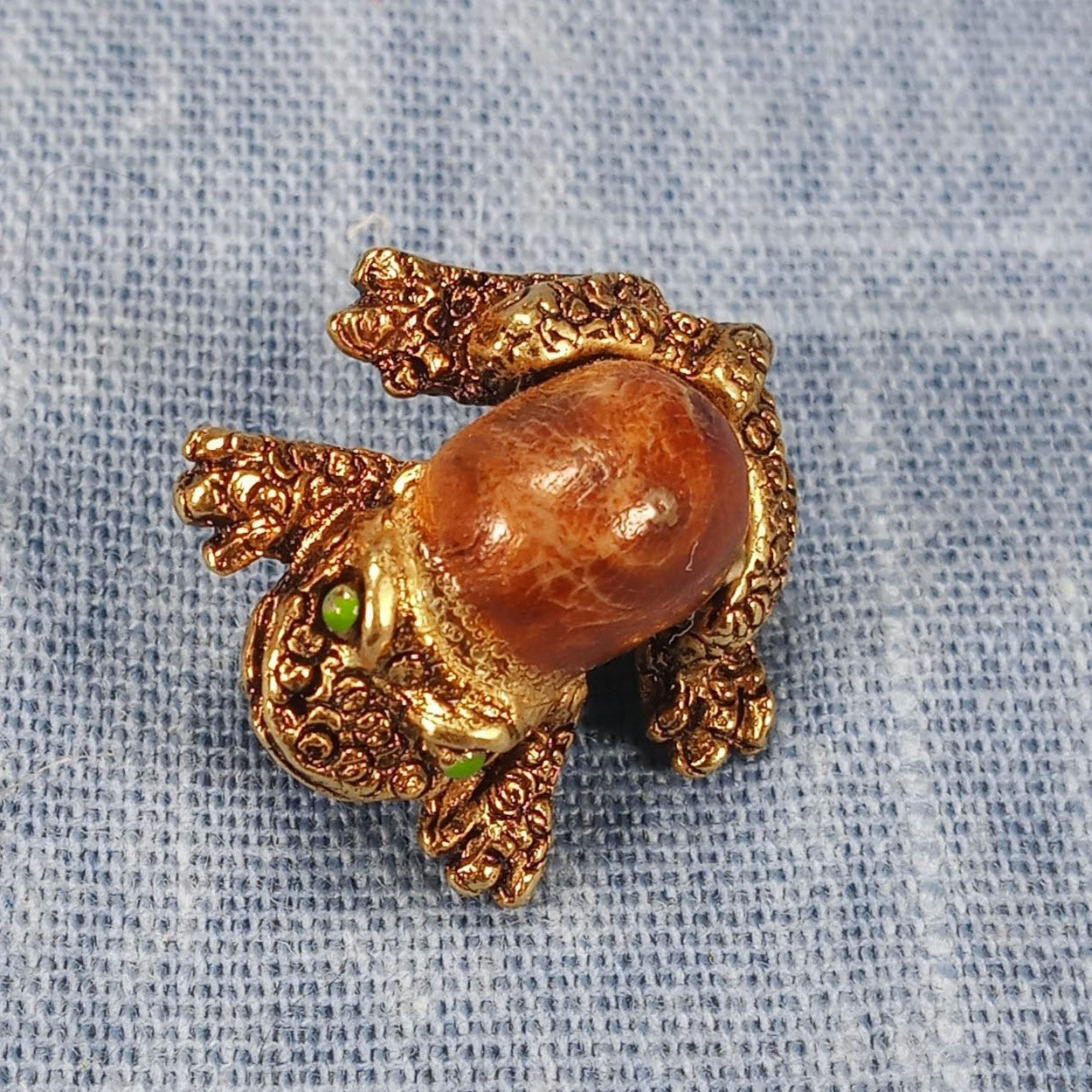 1950s Vintage Frog Pin with Green Eyes