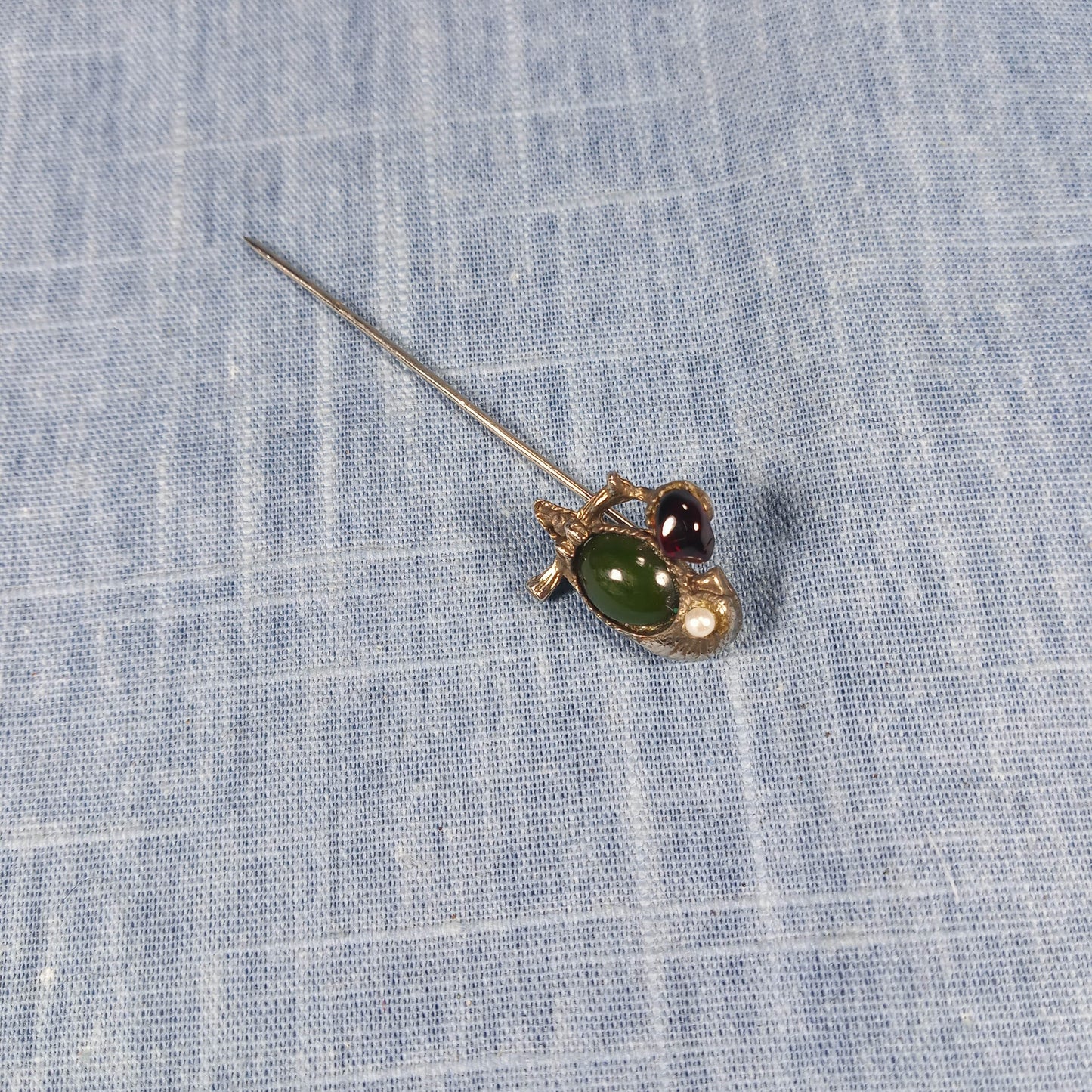 1960s Vintage Parrot Stick Pin with a Red Garnet