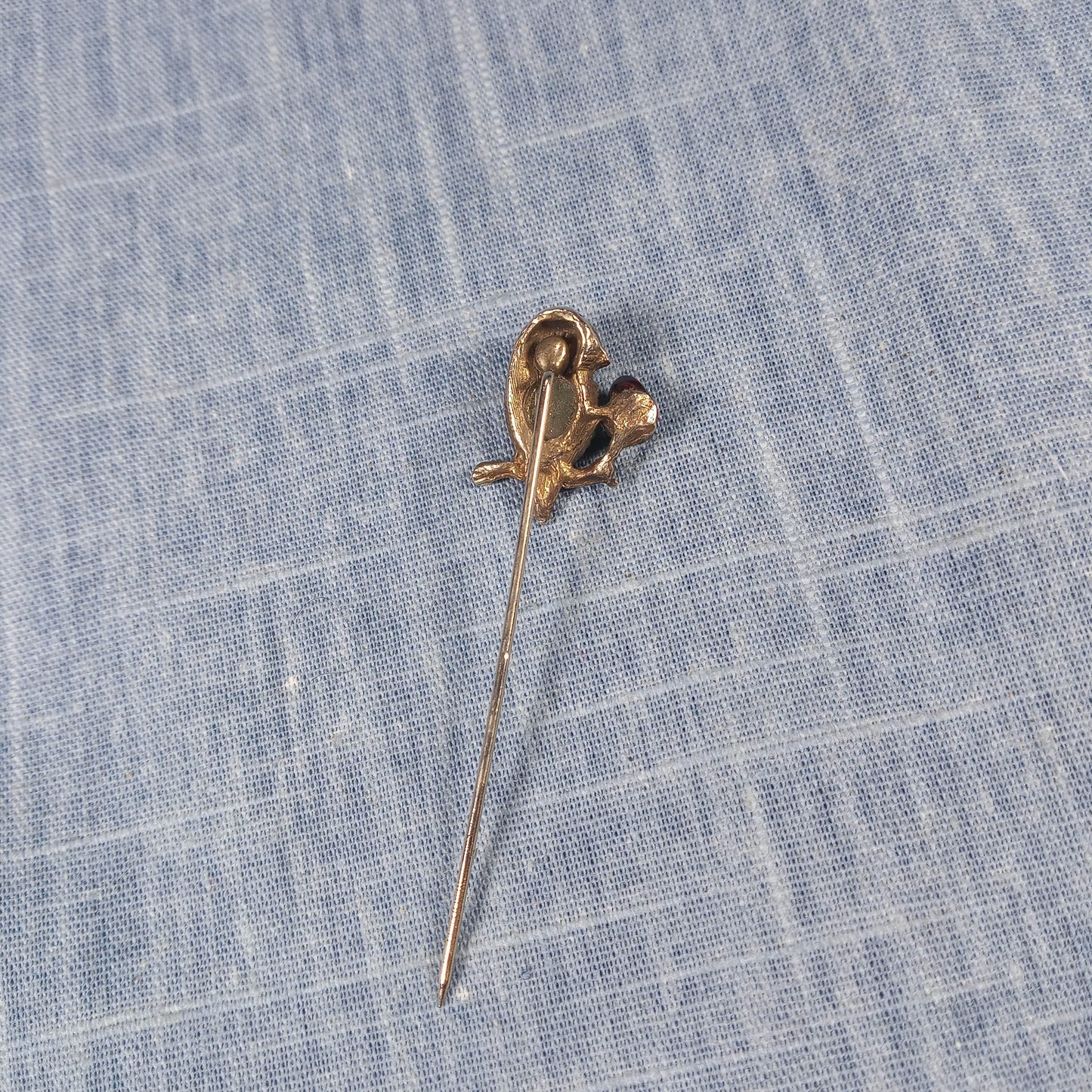 1960s Vintage Parrot Stick Pin with a Red Garnet