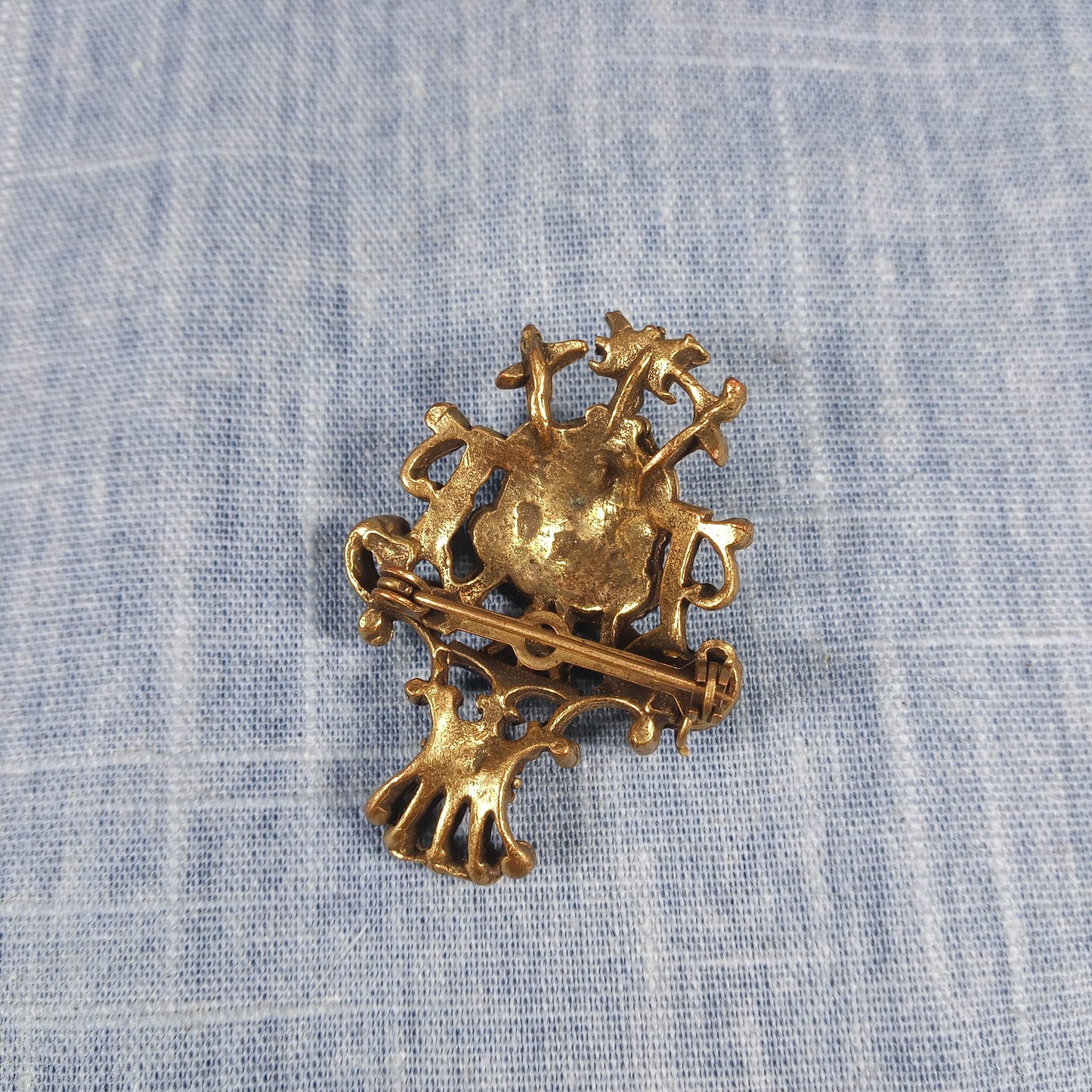 1950s Vintage Crest Pin with Gold Tone Metal and Crown