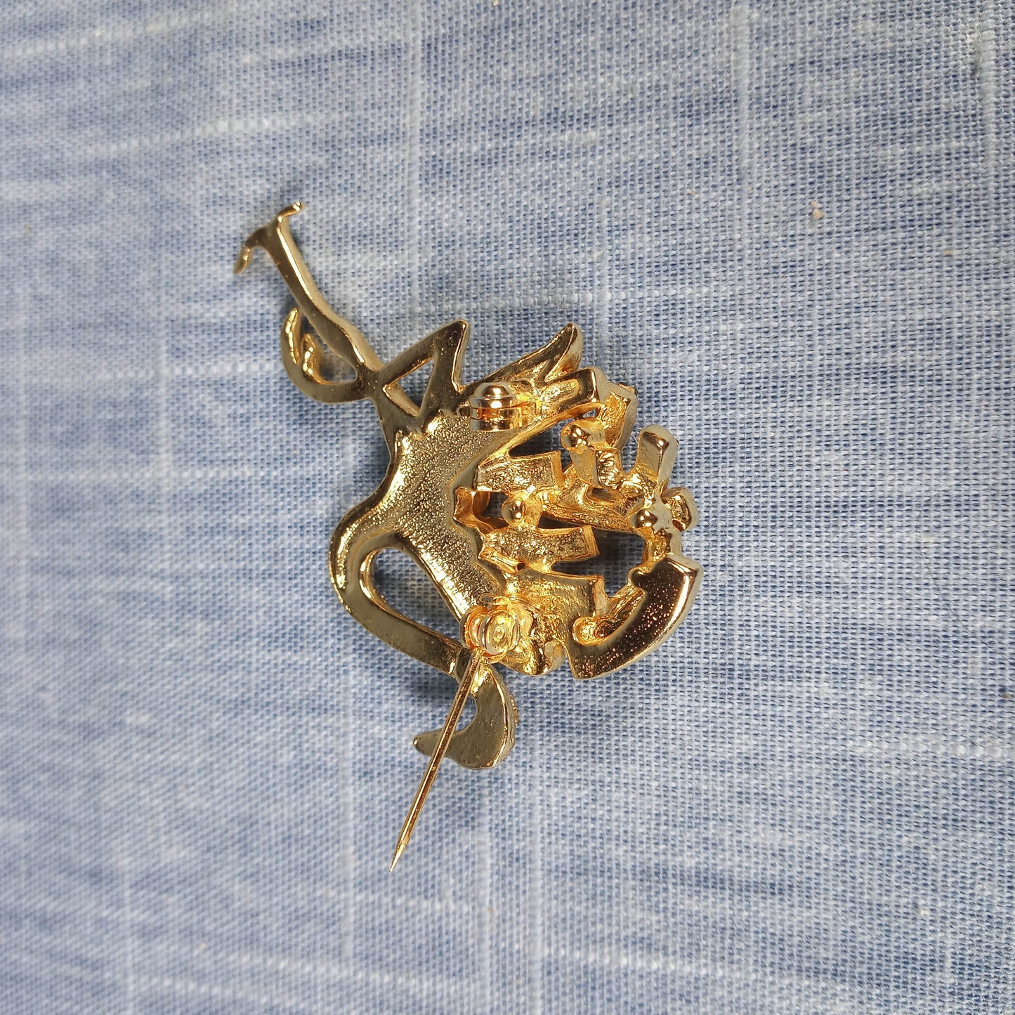 1990s Vintage Pin: Flamingo Design with Red, Green and Clear Rhinestones