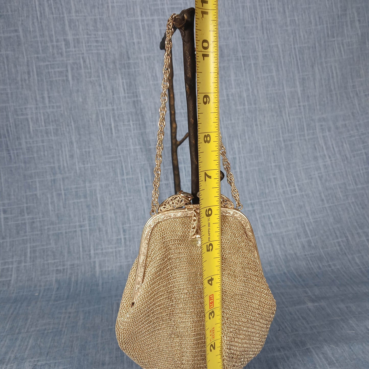 1940's Silver Toned Metal Mesh Evening Bag Tagged US Zone Germany