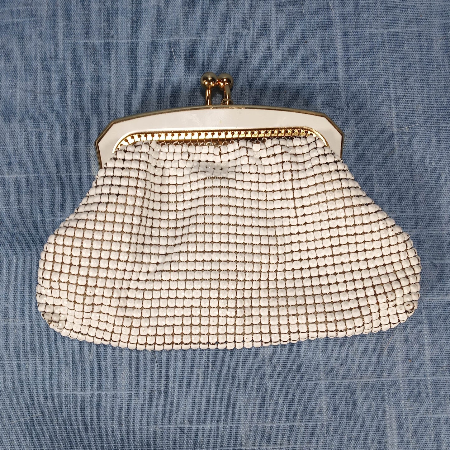 1950's White Enamel Metal Evening Bag
