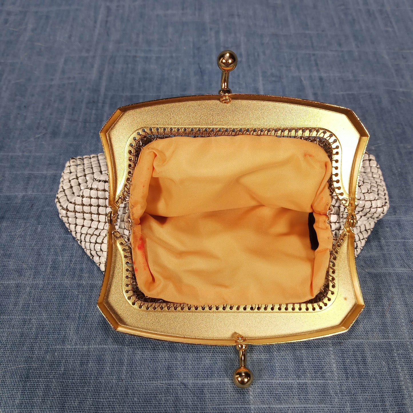 1950's White Enamel Metal Evening Bag