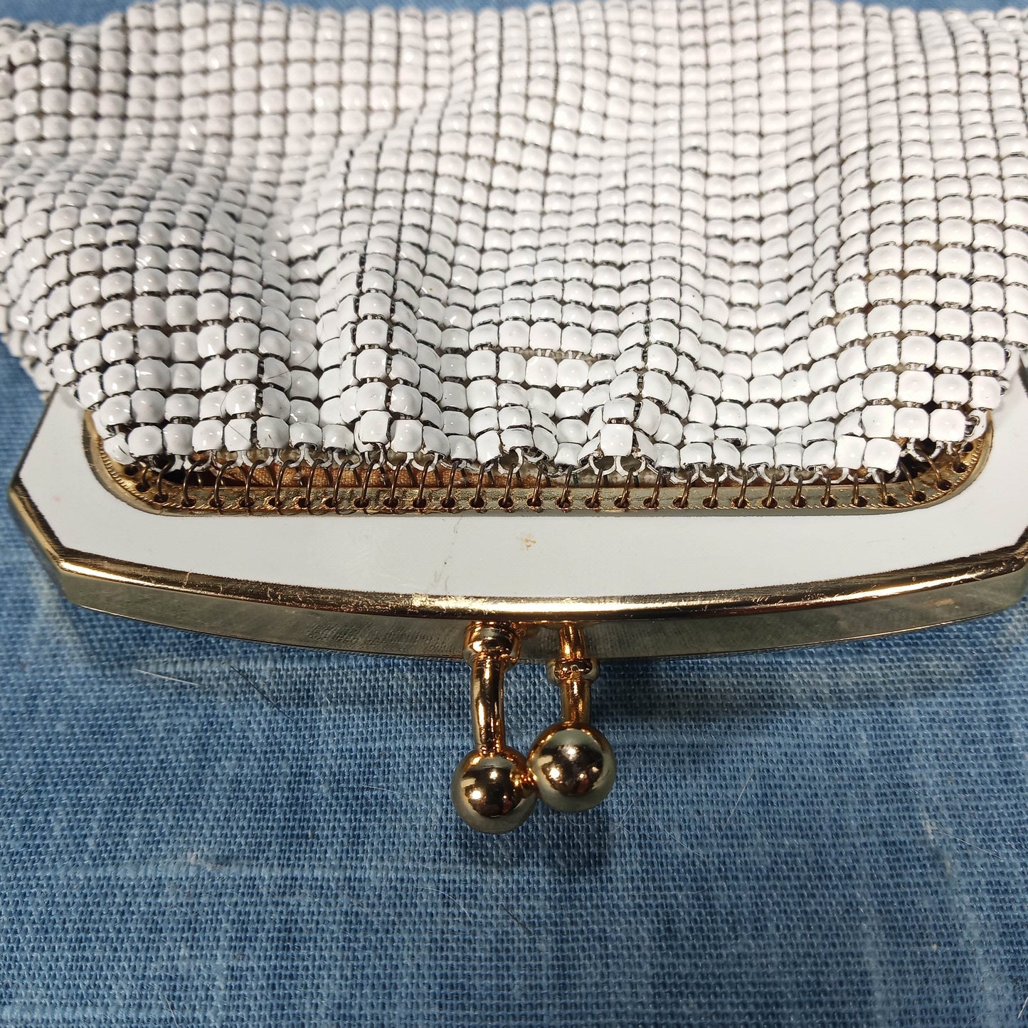 1950's White Enamel Metal Evening Bag