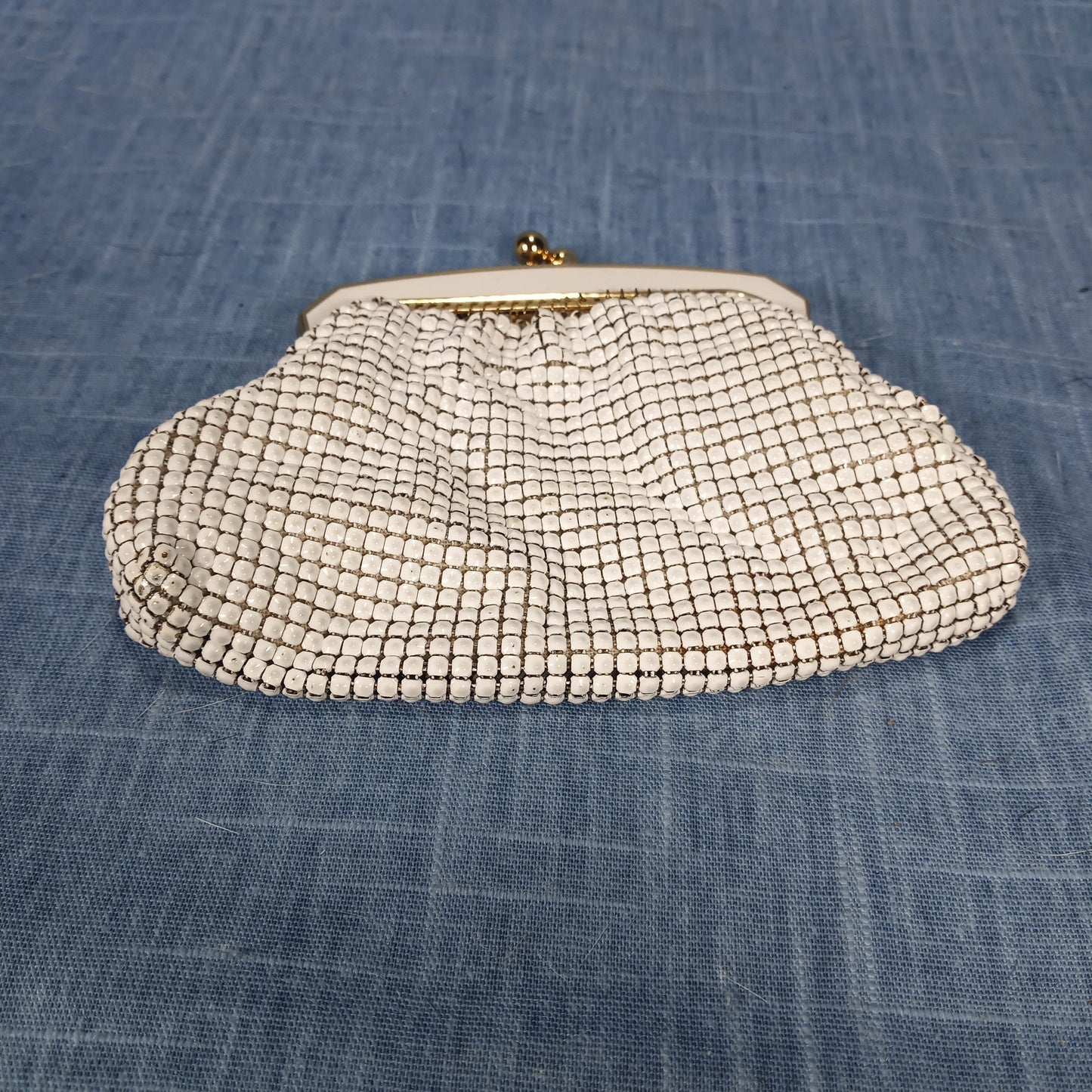 1950's White Enamel Metal Evening Bag