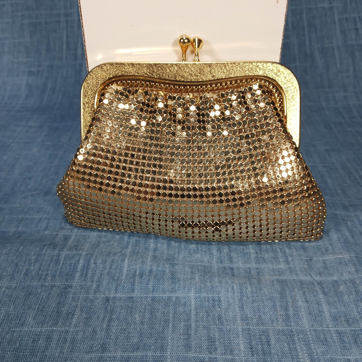 1950's Gold Tone Metal Mesh Evening Clutch