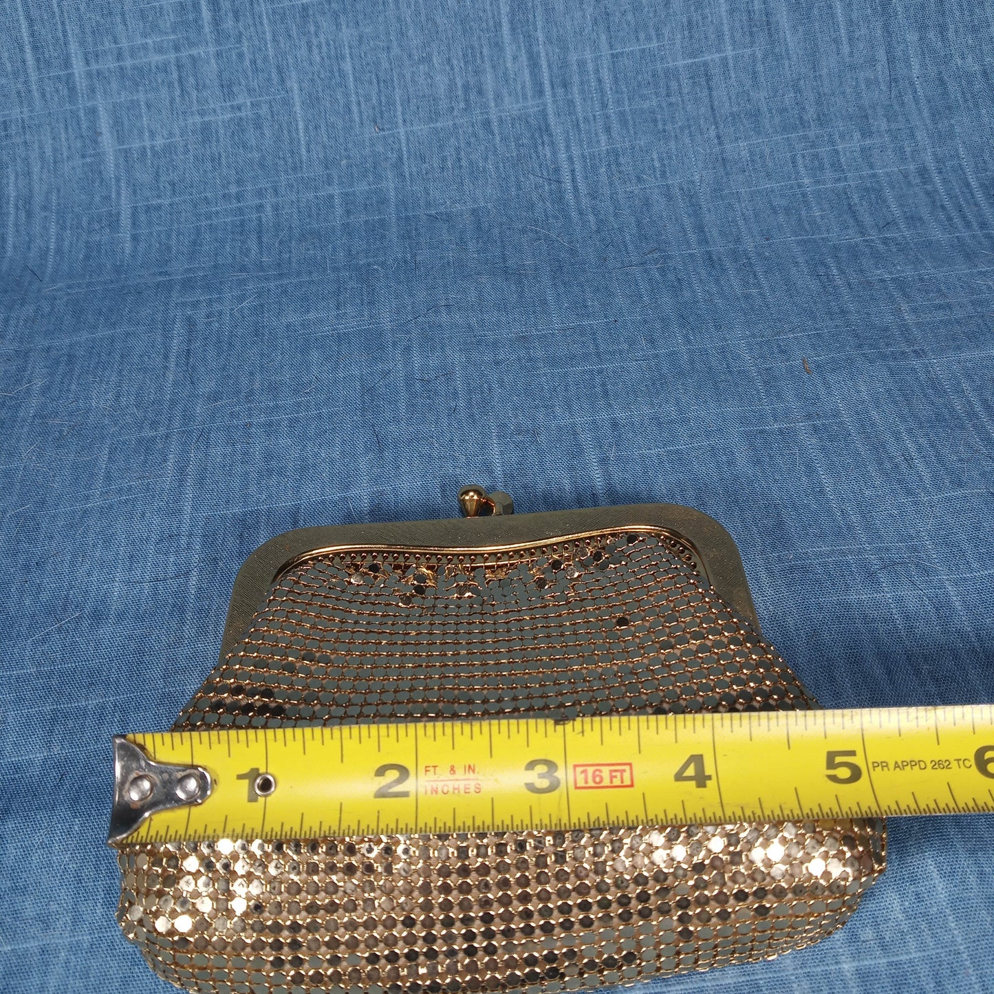 1950's Gold Tone Metal Mesh Evening Clutch