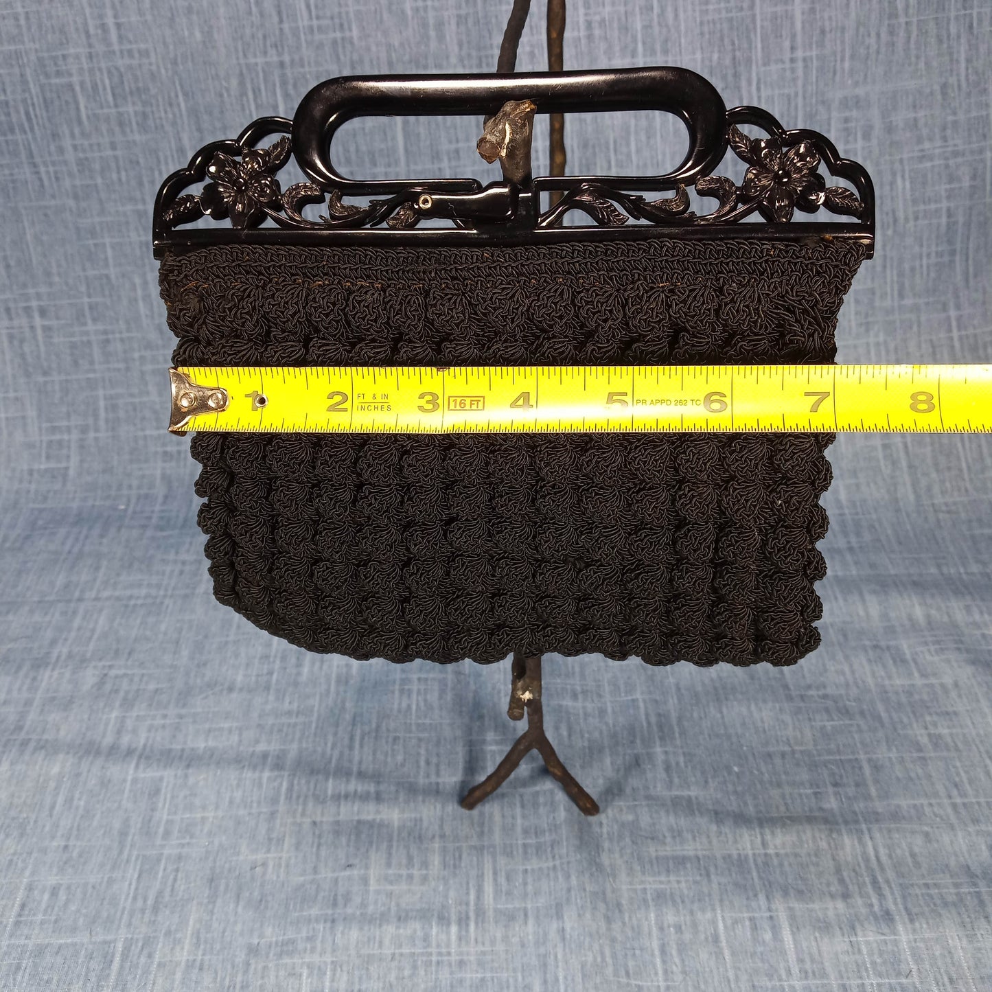 1930's Black Crochet and Bakelite Closure Evening Bag