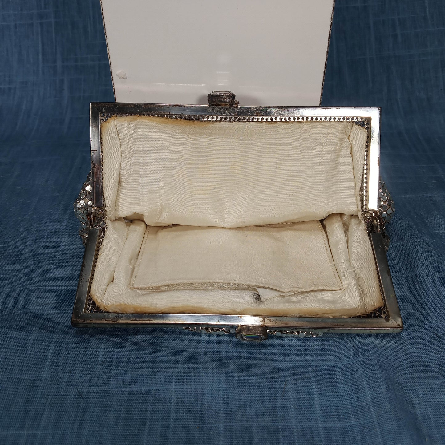 1940's Silver Metal Mesh Evening Clutch Made in West Germany