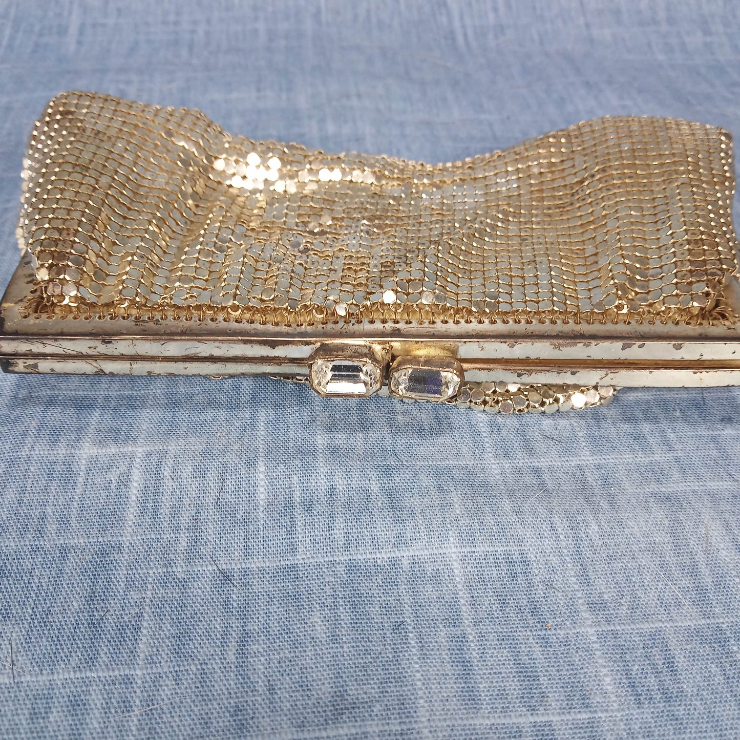 1940's Silver Metal Mesh Evening Clutch Made in West Germany