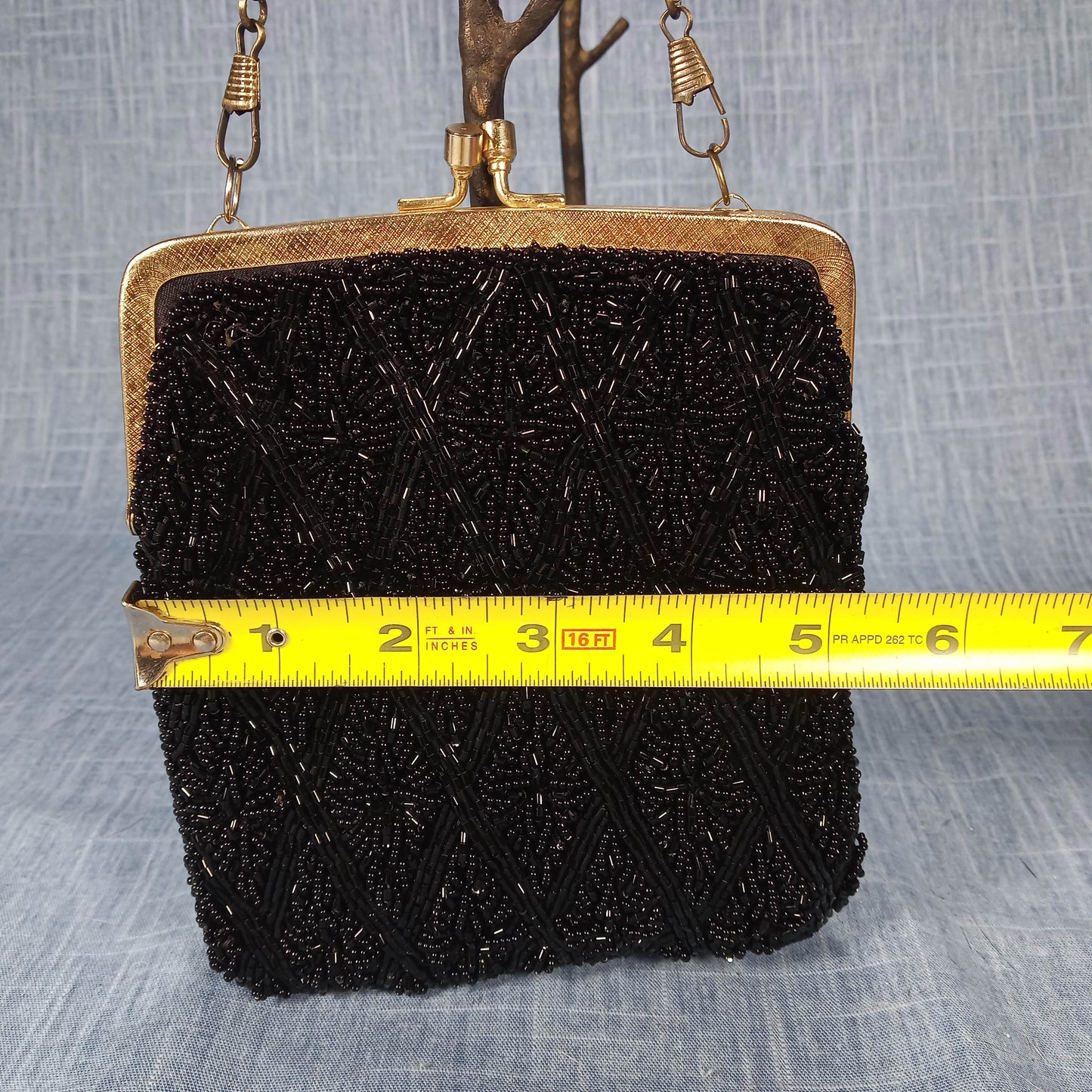 1950's Black Hand Beaded Evening Bag by Walborg