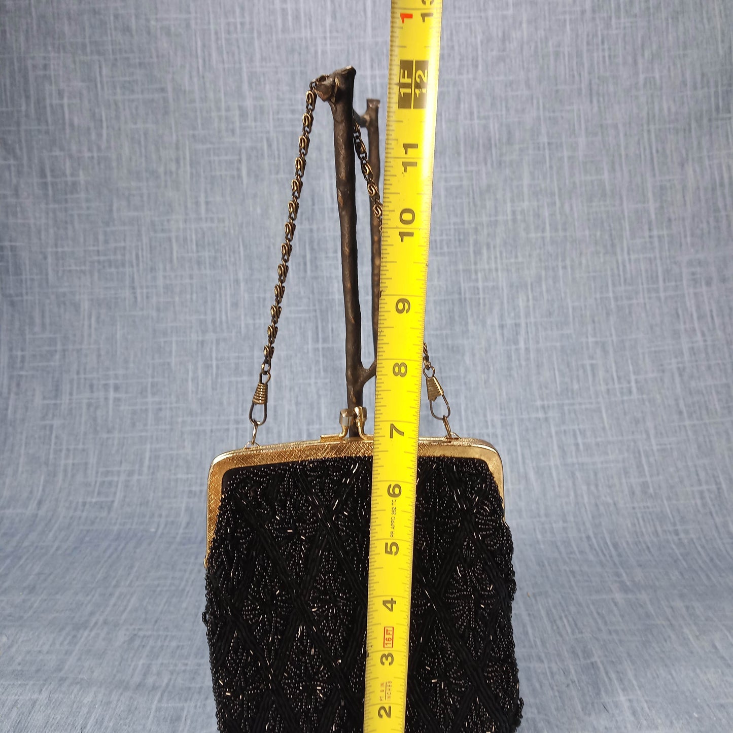 1950's Black Hand Beaded Evening Bag by Walborg