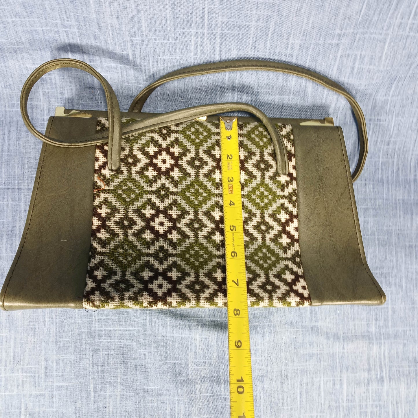 1960s Vintage Olive with Welsh Fabric Structured Purse