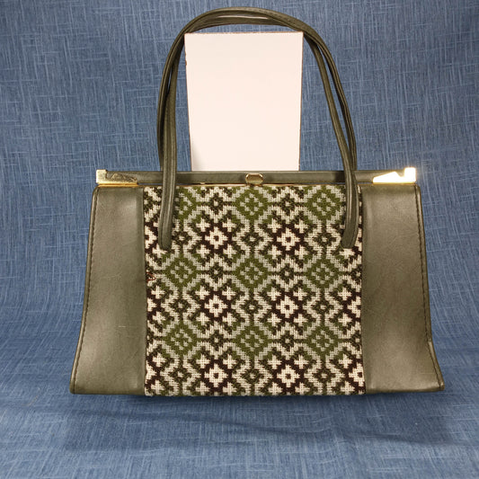 1960s Vintage Olive with Welsh Fabric Structured Purse