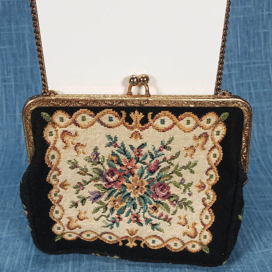 1940s Vintage Tapestry Etched Evening Bag by Joseph Magnin