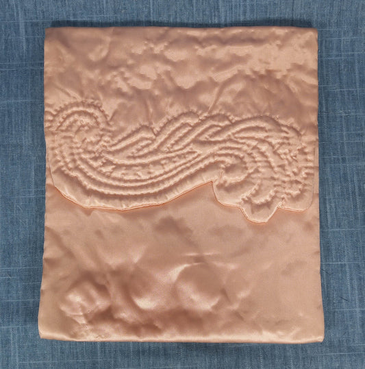 Vintage Peach Satin Quilted Jewelry/Hankie Pouch