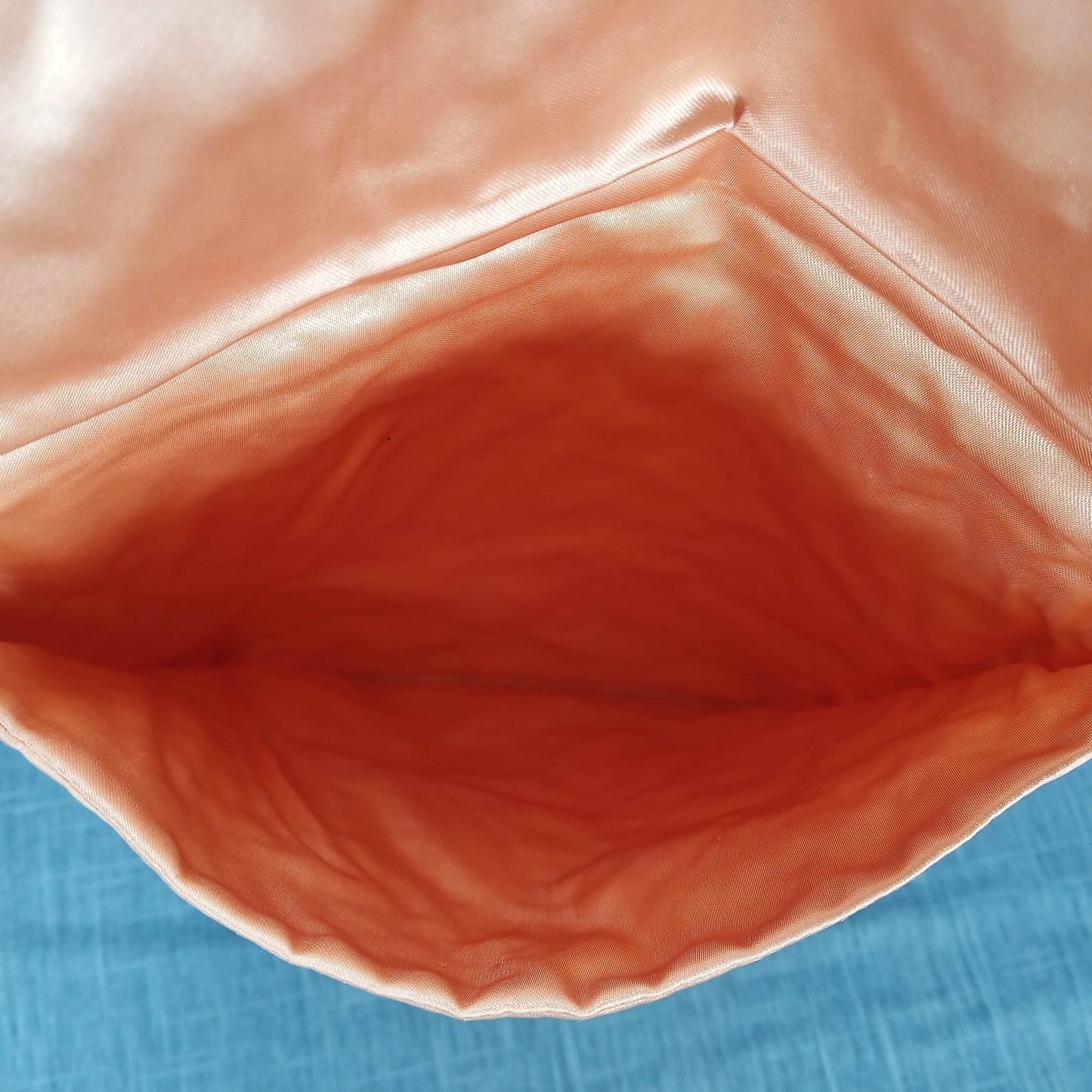 Vintage Peach Satin Quilted Jewelry/Hankie Pouch