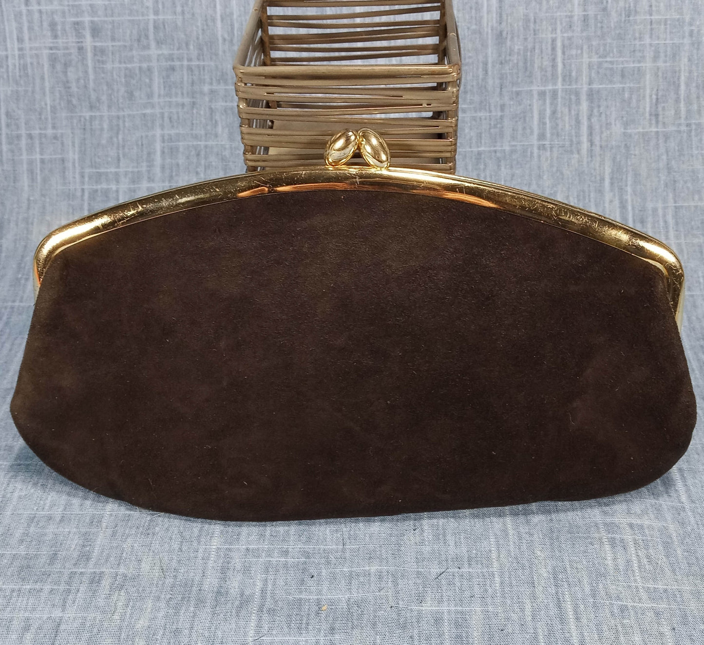 1950s Black Suede Clutch