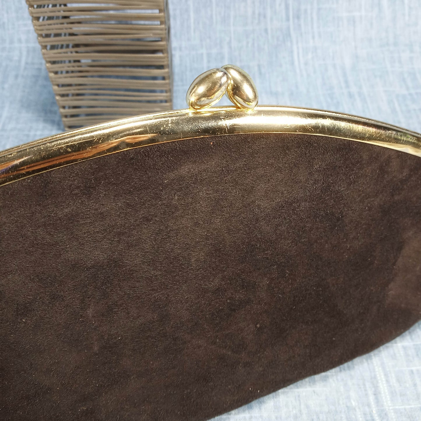 1950s Black Suede Clutch