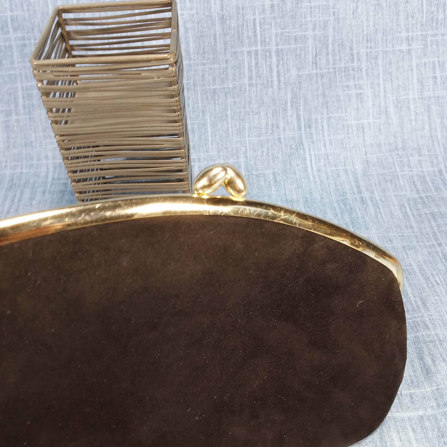 1950s Black Suede Clutch