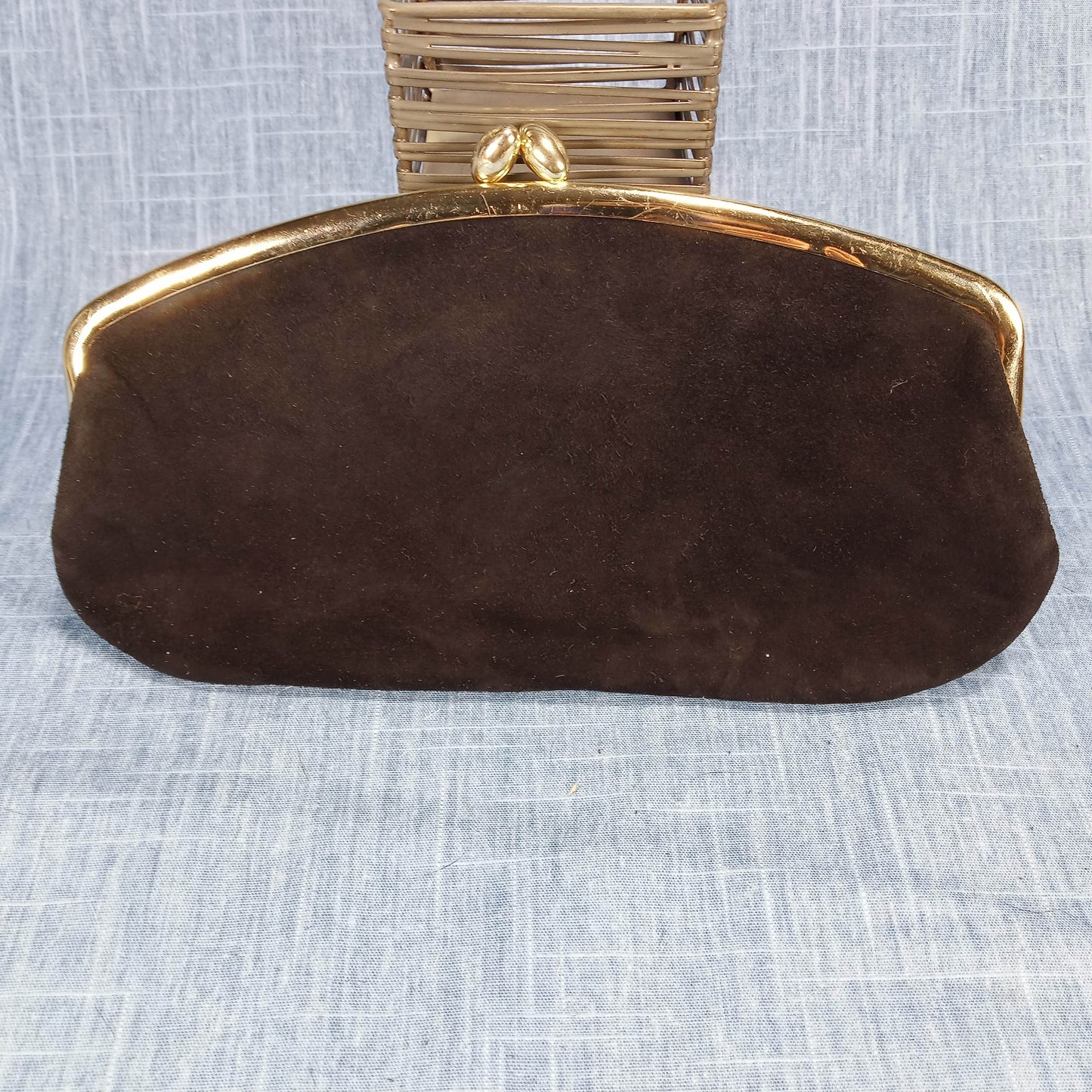 1950s Black Suede Clutch