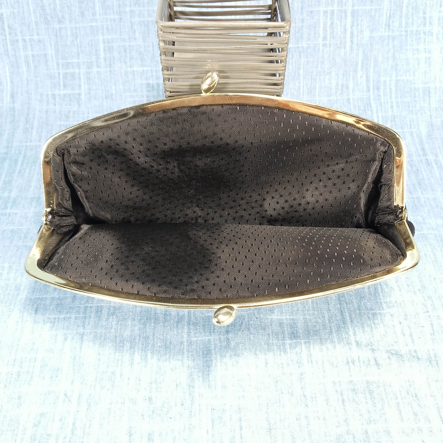 1950s Black Suede Clutch