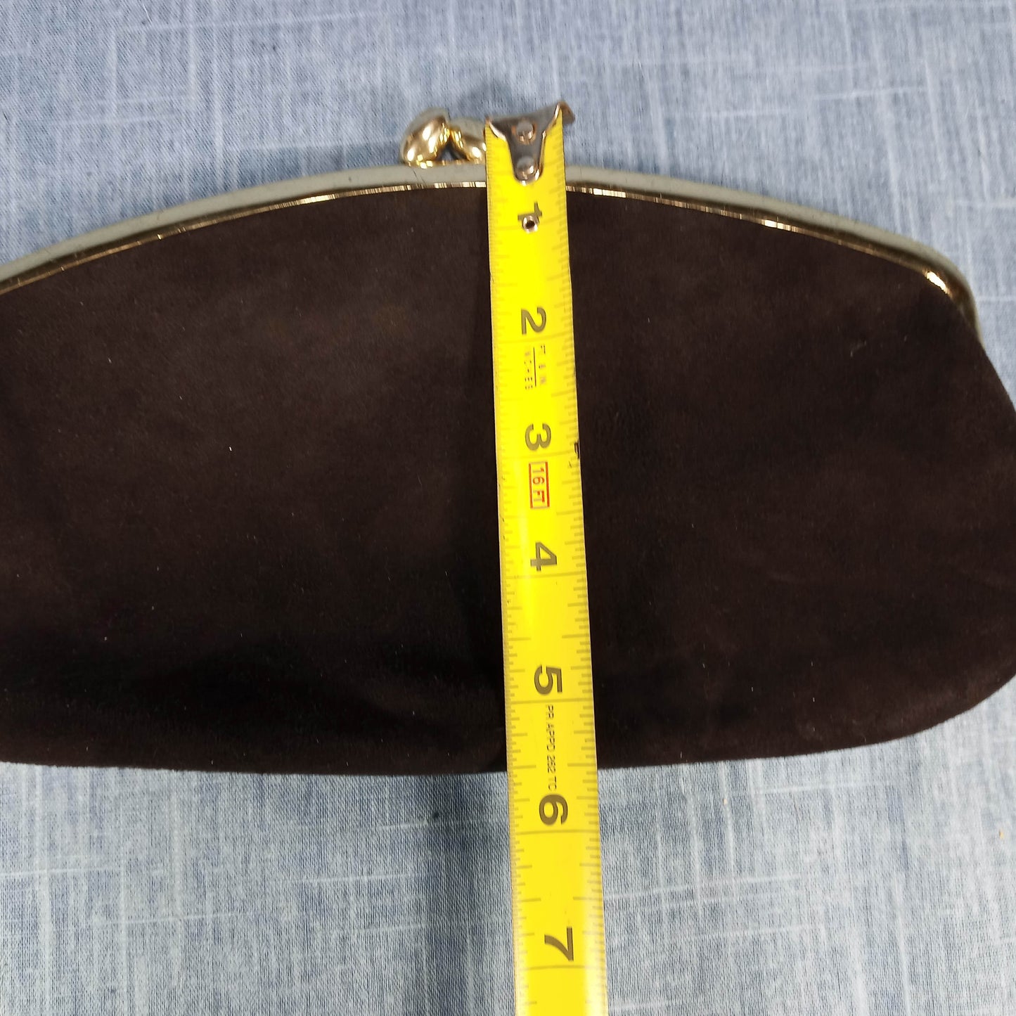 1950s Black Suede Clutch
