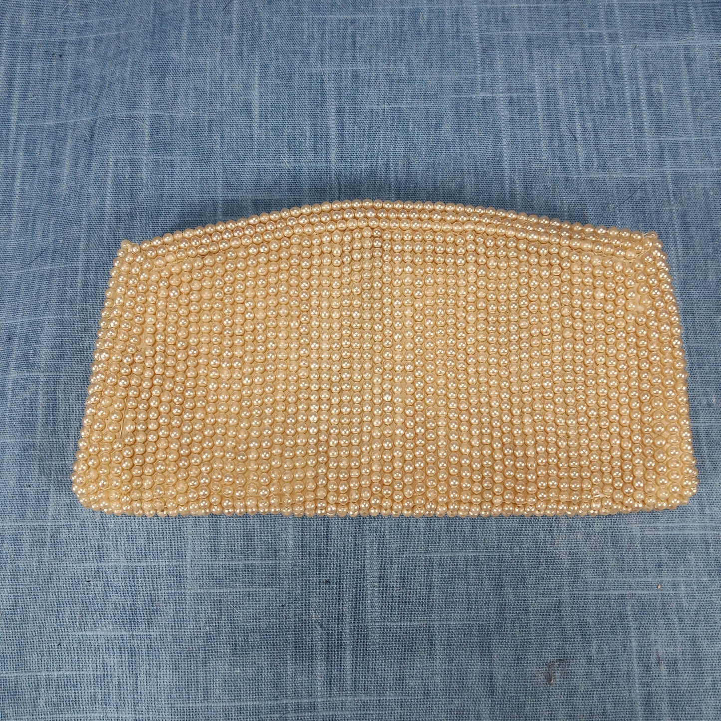 1940s Cream Pearl Encrusted Clutch with Leaf Detail