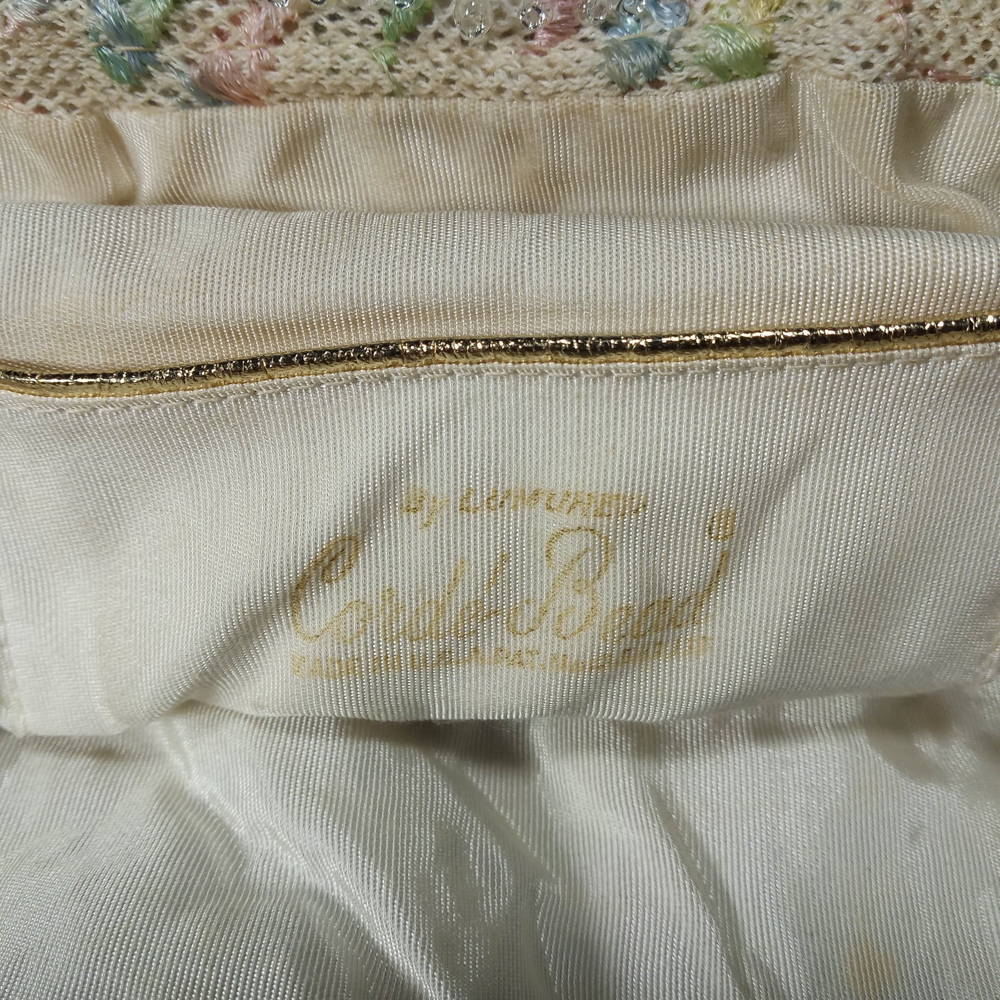 1950's Cream Pastel Bead Purse by Corde Bead USA