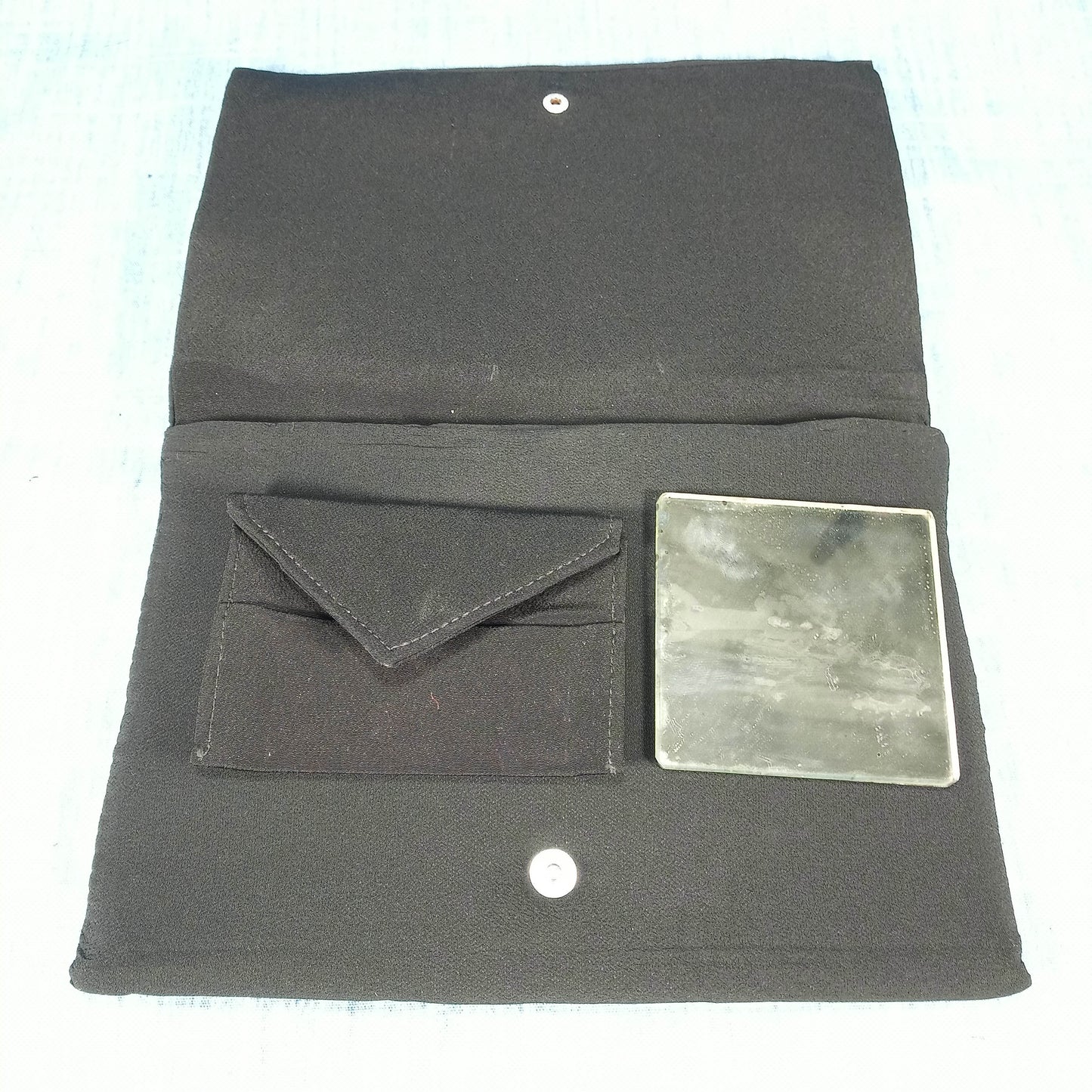 1970s Black Chiffon and Sequin Polka Dot Evening Clutch by Magid