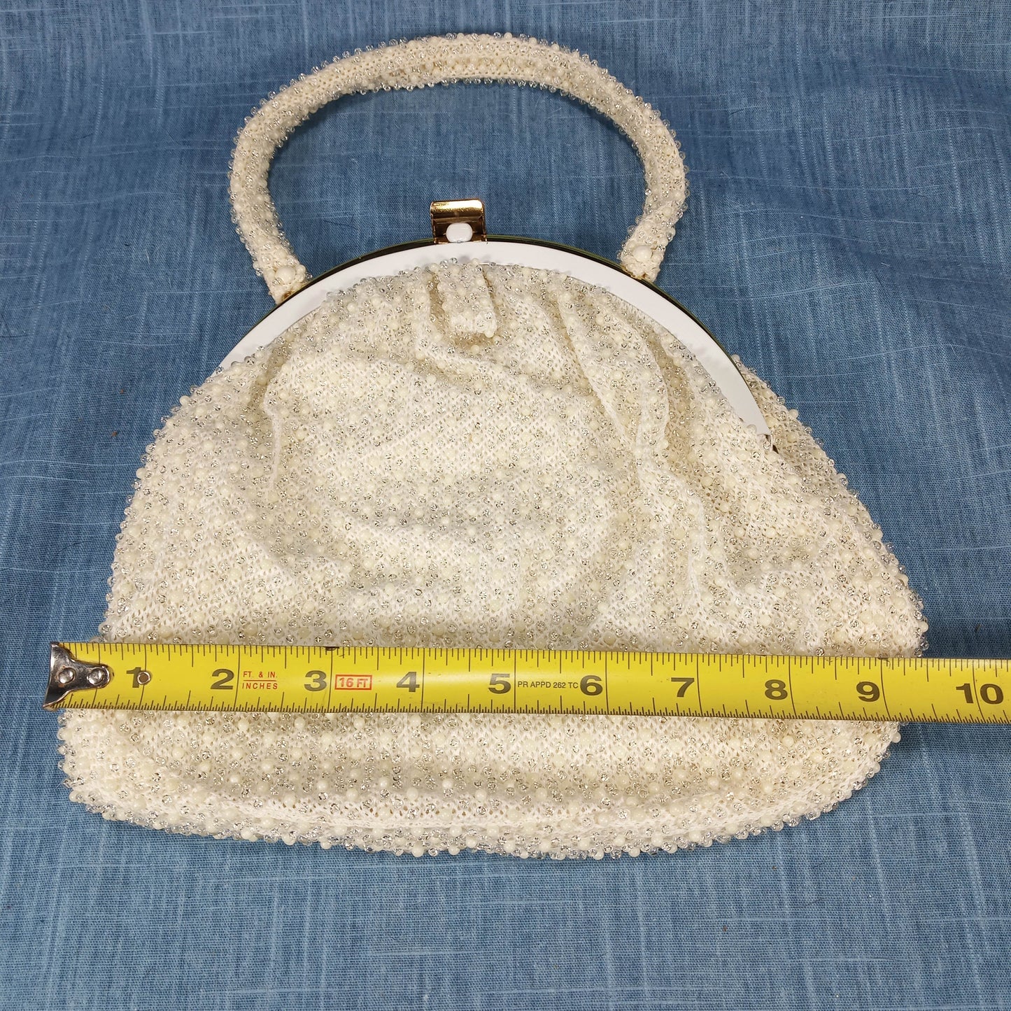 1950s Cream Beaded Bag by Corde' Bead
