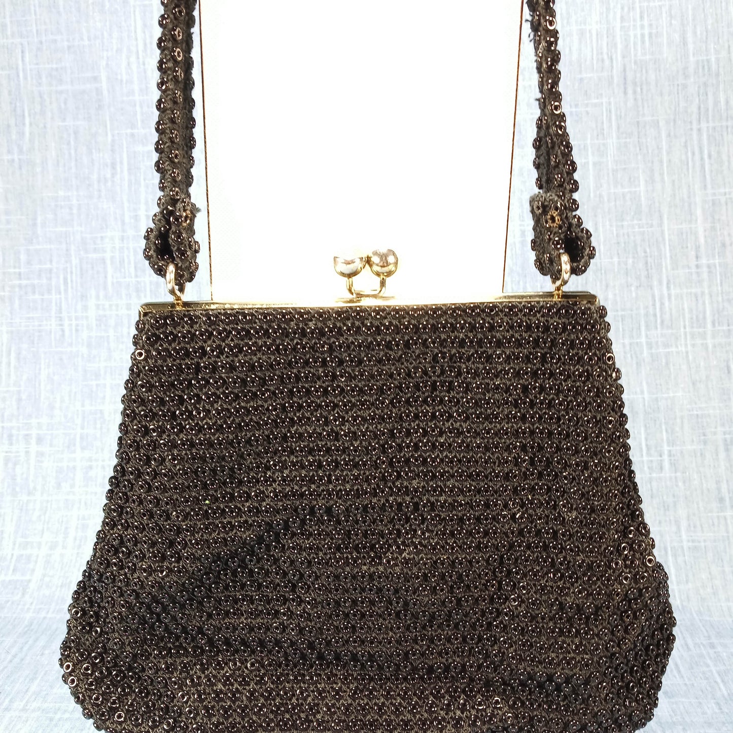 1950s Black Hob Nob Beaded Purse by Ring Bead