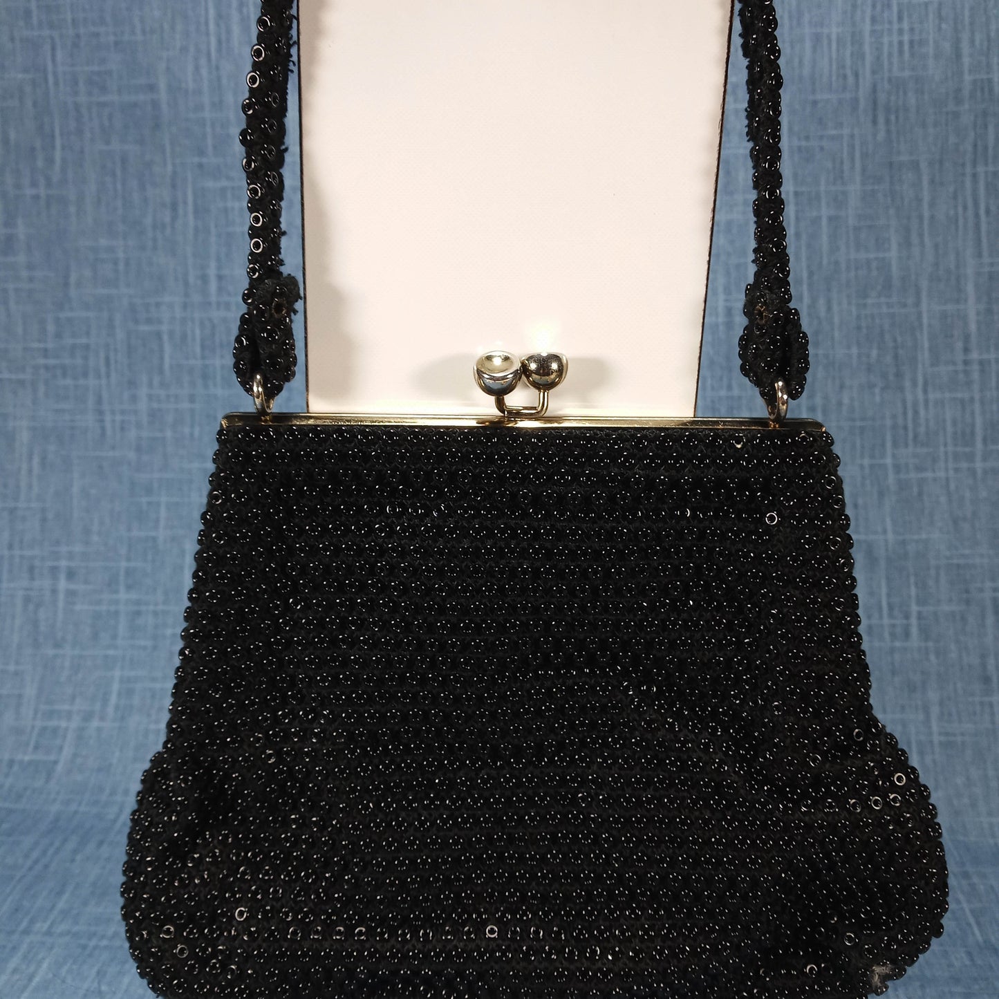 1950s Black Hob Nob Beaded Purse by Ring Bead