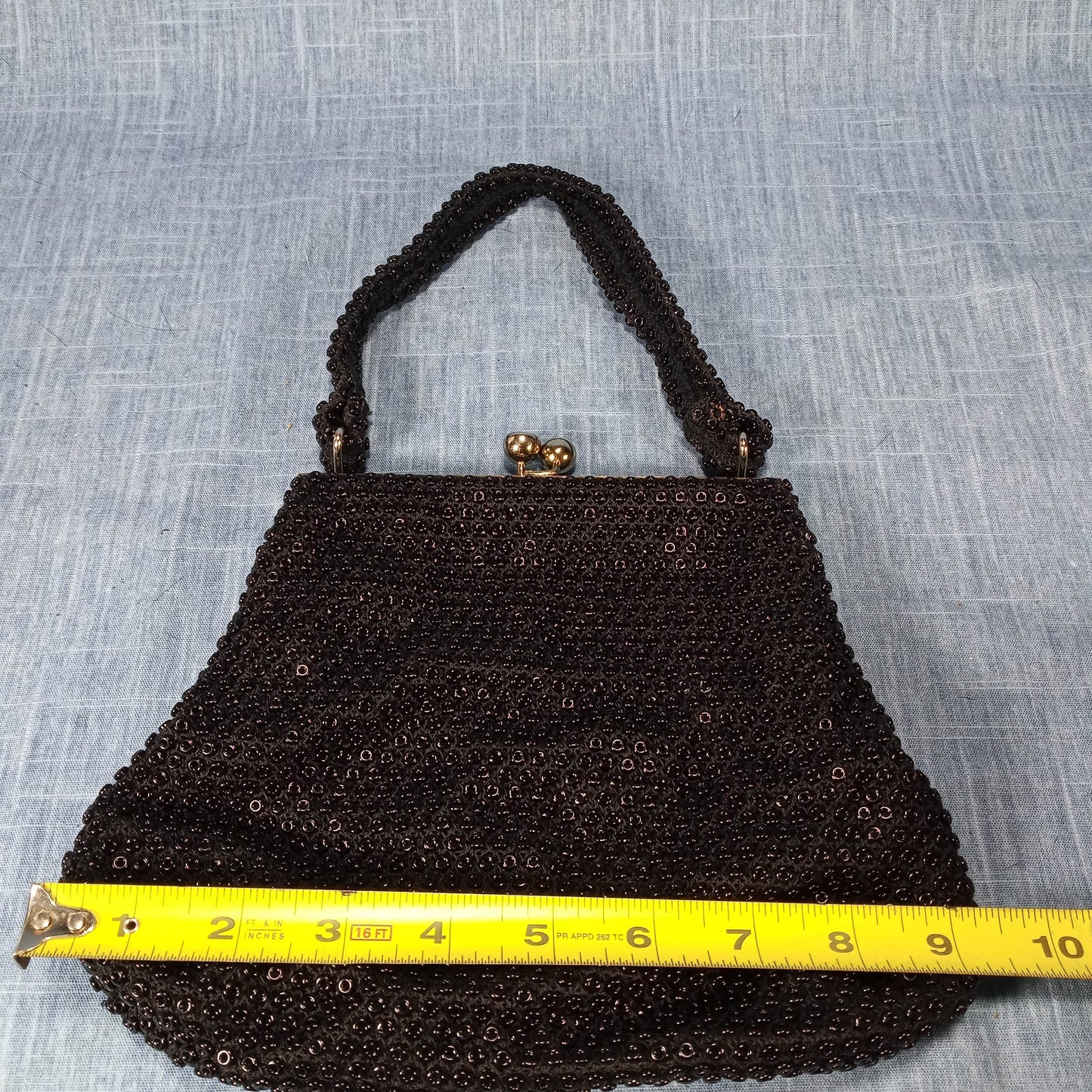 1950s Black Hob Nob Beaded Purse by Ring Bead