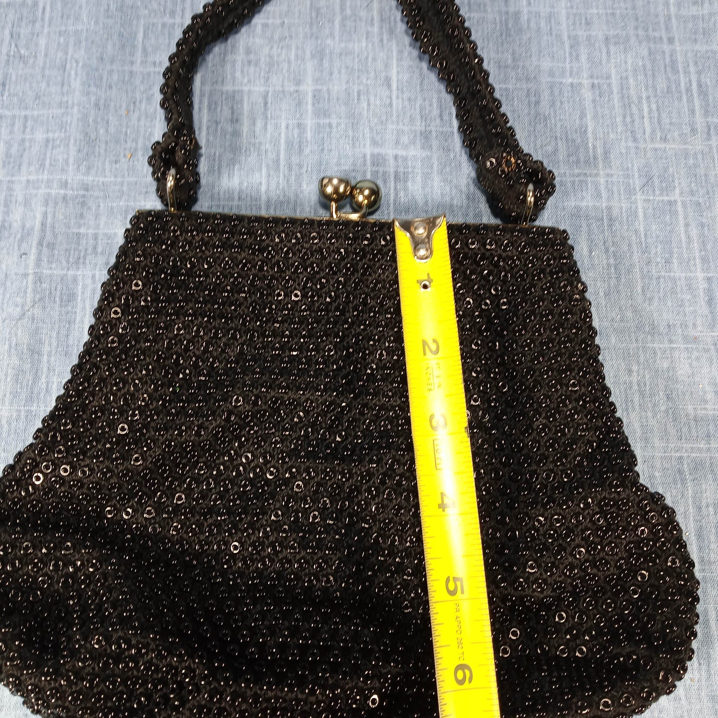 1950s Black Hob Nob Beaded Purse by Ring Bead